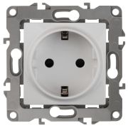 Розетка 1-м СП Эра12 12-2102-01 16А IP20 16AX 250В 2P+E Schuko защ. шторки механизм бел. Эра Б0014687
