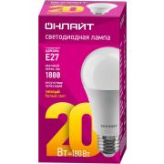 Лампа светодиодная 61 157 OLL-A60-20-230-2.7K-E27 20Вт грушевидная 2700К тепл. бел. E27 2000лм 176-264В ОНЛАЙТ 61157
