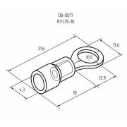 Наконечник кольцевой изолированный (НКИ d10.5мм) 0.5-1.5кв.мм (VR1.25-10) REXANT 08-0017