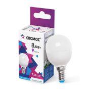 Лампа светодиодная 8.5Вт шар 6500К холод. бел. E14 220В КОСМОС LkecLED8.5wGL45E1465