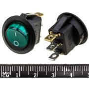 Выключатель клавишный круглый 250В 6А (3с) ON-OFF зел. с подсветкой (RWB-214 SC-214 MIRS-101-8) Rexant 36-2573