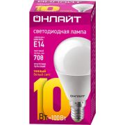 Лампа светодиодная 61 965 OLL-G45-10-230-2.7K-E14 10Вт шар 2700К тепл. бел. E14 1000лм 176-264В ОНЛАЙТ 61965
