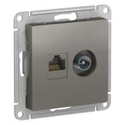 Розетка компьютерная + телевизионная 2-м СП AtlasDesign RJ45 кат.5E + TV механизм сталь SE ATN000989