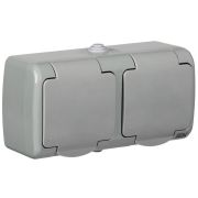 Розетка 2-м ОП AQUATIC РСш22-2-А 16А IP54 с заземл. с крышкой GENERICA ERA22-K03-16-54