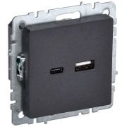 Розетка BRITE USB A+C 18Вт РЮ11-1-БрЧ механизм черн. IEK BR-U22-018-K02