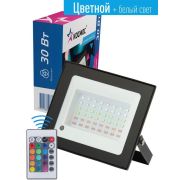 Прожектор светодиодный RGB 30Вт IP65 6500К 2400лм с пультом 20 режимов работы КОСМОС K_PR5_LED_30RGB